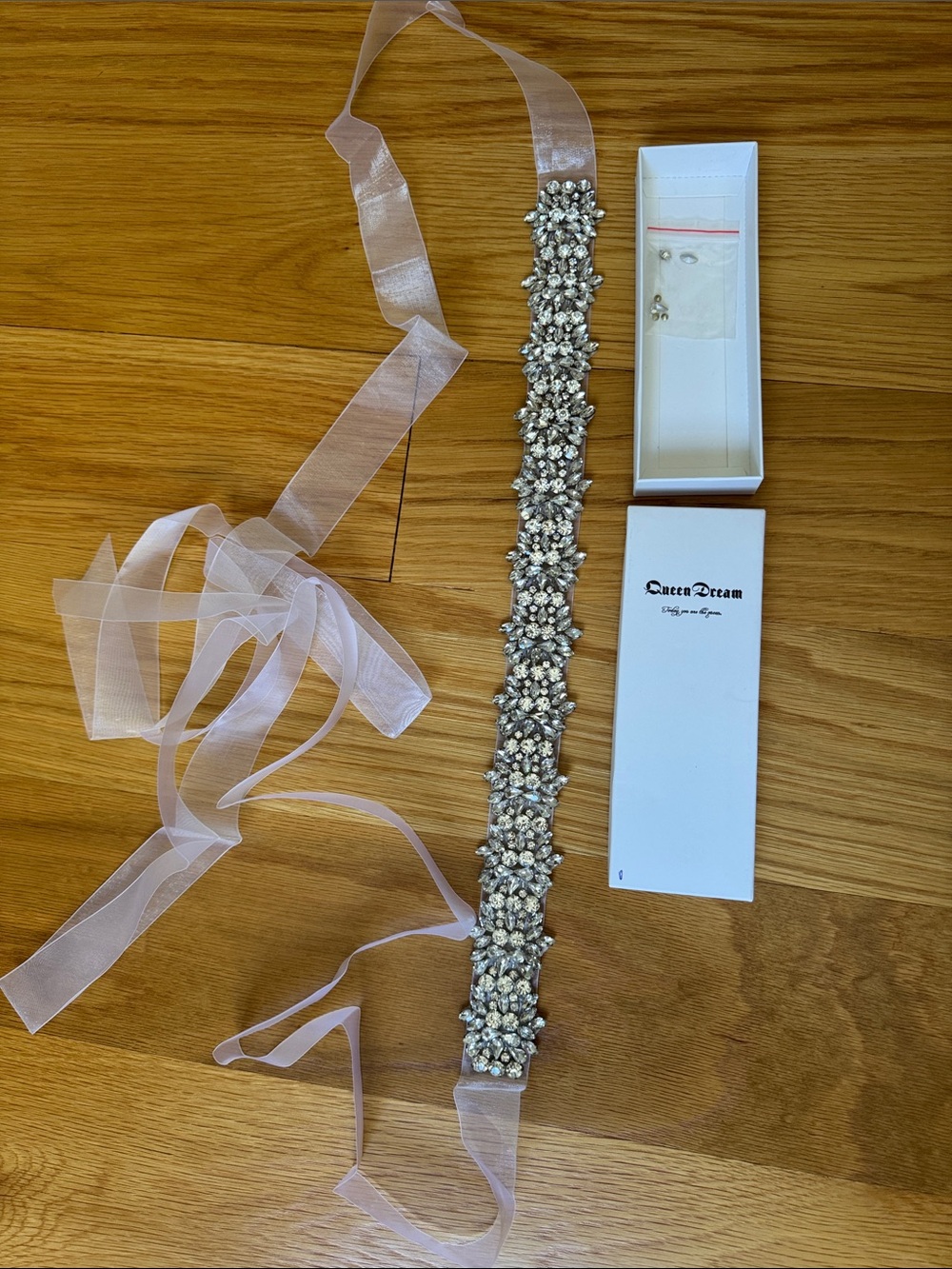 White Crystal Floral Bridal belt